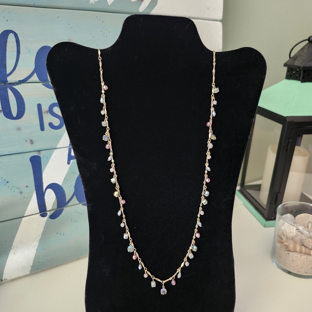 LOFT Gold Necklace with Multicolor Beads